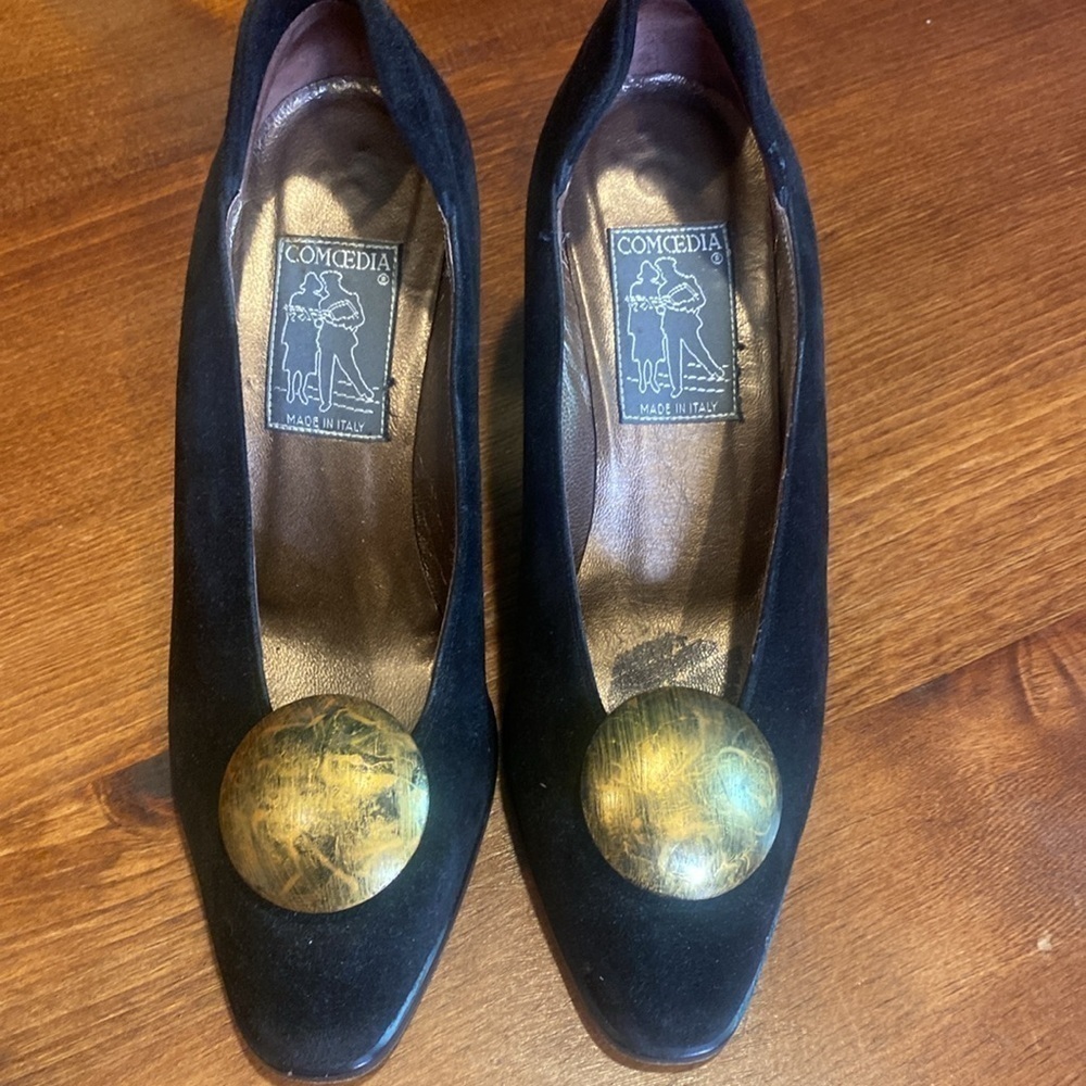 RARE Comcedia Italian Vintage High Heel Suede Shoes Eu 36 US 5.5 unique design - Picture 6 of 15